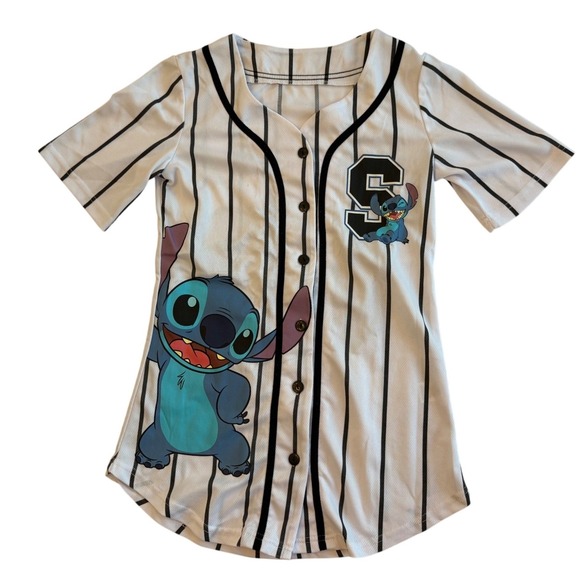 Disney Other - Disney Stitch Kids Youth Ohana Baseball Jersey Shirt XXS/XS White Active Sporty